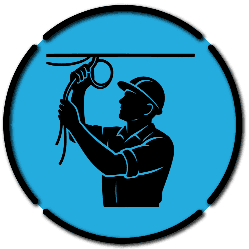 Plumbing installation service icon showing plumber working on pipes